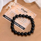 MASSIVE BEADS Handmade Yoga Stretch Elastic Bracelet Natural Stone Crystal Healing Power Energy Gifts for Unisex Adult 4mm 6mm 8mm 10mm - color: Black Onyx(Positive Energy), size: 10mm