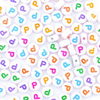 300Pcs Colorful Letter Beads P 4X7mm Individual Round Alphabet Beads for Friendship Bracelets Making - color: Round - P