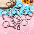 150Pcs Swivel Snap Hook Set,Gun Black Swivel Clasps Lanyard Snap Keychain Hooks Lobster Clasp Split Key Rings with Chain and Jump Rings Bulk for Keychain Lanyard,Charm,Jewelry,DIY Crafts Supplies - color: Gun Black