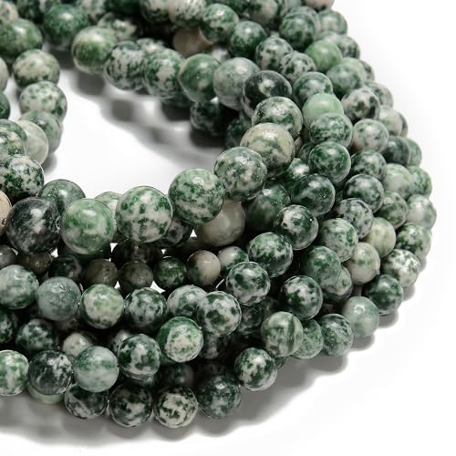 95pcs(2 Strand/Set) 8mm Natural Green Spot Jasper Gemstone Beads with Energy Power, Smooth Round Stone Beads for Jewlery Bracelets Making Crafts - color: Green Spot Jasper, size: 8mm