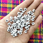 Amaney Letter Beads O 100pcs 7x4mm White Round Acrylic Black Alphabet for Bracelet Jewelry Making - color: O
