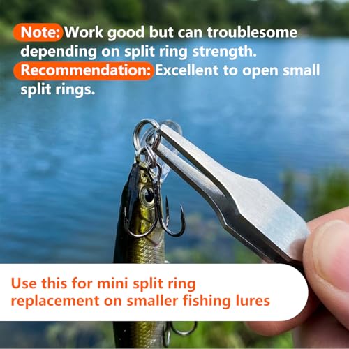 2 PCS Mini Split Ring Opener Tool, Stainless Steel Fishing Pliers for Small Rings, Quick Split Ring Plier for Lure Tuning, Keychain Organization and Jewelry Beading Repair, Portable