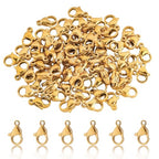 120Pcs 10mm Stainless Steel Lobster Clasps Gold Plated Lobster Claw Clasps Fasteners Hooks for DIY Necklace Bracelet Jewelry Making - color: Gold plated, size: 10mm