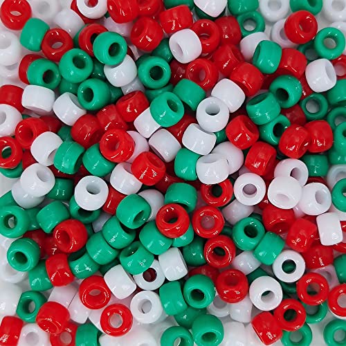MIIIM 1000PCS 6x9mm Pony Beads Bulk for Christmas, Bracelets Making Kit, Kandi, Hair Braids, Craft Jewelry Making (Christmas) - color: Christmas