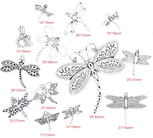 Assorted Dragonfly Charm Pendant Connector for DIY Jewelry Making Accessaries(13pcs,Antique Silver Tone)