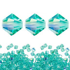 100pcs Authentic Preciosa 3mm (0.12 Inch) Small Faceted Bicone Crystal Loose Beads Caribbean Sea AB (Blue) Compatible with Swarovski Elements Crystals for Jewelry Making Pre-B367 - color: Caribbean Sea AB, size: 3mm (0.12 Inch) - 100pcs