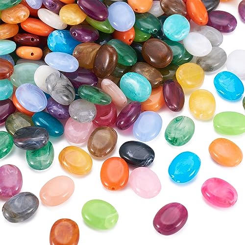 Craftdady Multi Colors Acrylic Oval Spacer Beads 15x19mm About 340Pcs Colorful Plastic Imitation Gemstone Plastic Loose Beads for Jewelry Making Hole: 2mm - color: Oval Shape Acrylic Beads, Random Mixed Color