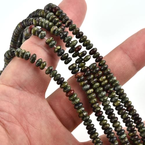155pcs 4x2mm Natural Dragon Blood Jasper Disk Rondelle Spacer Stone Semi Precious Gemstone Loose Beads for Jewelry Making 15 Inch - color: Dragon Blood Jasper