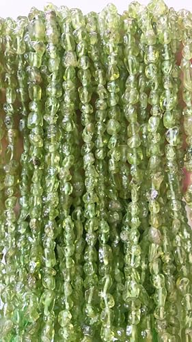 6-8mm Natural Green Peridot Nuggets Oval Free Tumbled Pebble Semi Precious Gemstone Loose Stone Beads Approx 15.5 inch for DIY Jewelry Making - color: Green Peridot