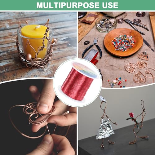 M METERXITY 0.3mm Jewelry Wire, 28 Gauge 328FT Craft Wire Copper Beading Wire for Jewelry Making/Planting/Weaving/DIY Crafting, Soft Metal Wires [100M, Red] - color: Red, size: 0.3mm 28 Gauge