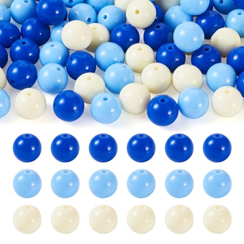 100 Pcs 11.5-12mm Bubblegum Beads Opaque Acrylic Chunky Loose Spacer Round Focal Beads for Jewelry Making Bracelet Necklace Keychain Craft Art Making,Hole:1.8mm,Light Sky Blue - color: Light Sky Blue