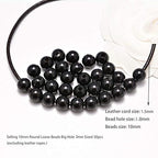 AD Beads Natural Gemstone 10mm Round Loose Beads Big Hole 2mm Sized 30pcs (Black Agate) - color: Black Agate