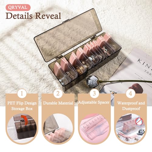Jewelry Organizer and Storage Box with 24 EVA Anti Tarnish Bags, Travel Acrylic Case for Earrings, Necklaces & Rings, Elegant Gift for Women & Girls (S&Organizer(Brown)) - size: S&Organizer(Brown)