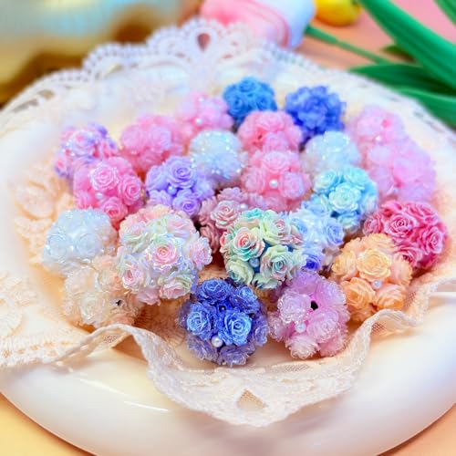10pcs Rhinestone Focal Beads for Pens, Sparkling 3D Rose Flower Designs, Fancy Beads for DIY Jewelry Making Keychains Crafts Holiday Decorations - color: Flower 2