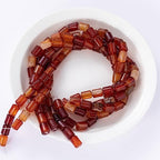 Natural Red Agate Cylinder Tube Beads 10x14mm 38cm/str Loose Semi Gemstone Stone Beads for Making Bracelets Necklace - color: Red Agate