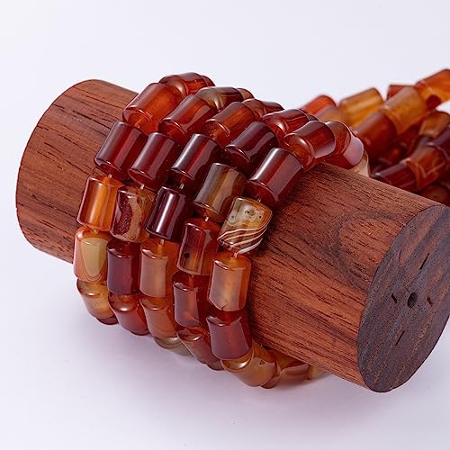 Natural Red Agate Cylinder Tube Beads 10x14mm 38cm/str Loose Semi Gemstone Stone Beads for Making Bracelets Necklace - color: Red Agate