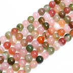 70PCS Natural 8MM Healing Gemstone, Yanyuan Agate Energy Stone Round Loose Beads, Semi-Precious Crystal Beads with Free Elastic String for Jewelry Making DIY - color: Yanyuan Agate