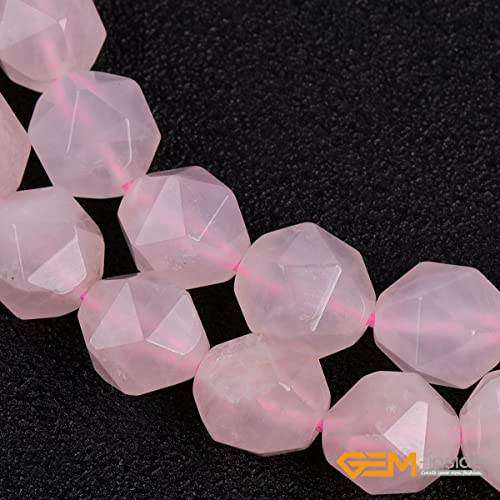 GEM-Inside Natural 10mm Pink Rose Quartz Gemstone Loose Beads Faceted Cambay Crystal Energy Stone Power for Jewelry Making 15" - color: Pink Rose Quartz, size: 10mm