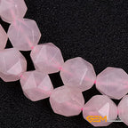 GEM-Inside Natural 10mm Pink Rose Quartz Gemstone Loose Beads Faceted Cambay Crystal Energy Stone Power for Jewelry Making 15" - color: Pink Rose Quartz, size: 10mm