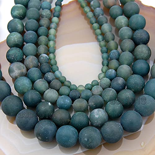 AD Beads Beautiful Natural Matte Gemstone Round Spacer Loose Beads 4-12mm (6mm, 25 Matte Moss Agate) - color: 25 Matte Moss Agate, size: 6mm