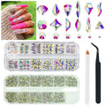 qiipii 4080Pcs Crystal AB Nail Rhinestones Multi Shapes Flatback Crystal White AB Gems Round Beads K9 Glass Stones Diamonds jewels Nail Art Supplies Nail Charms for Nails Faces Eyes Makeup DIY Crafts - color: Crystal AB, size: B Set