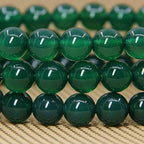 Angelstones Handmade Natural Healing Gemstone 8mm Round Beads Stretch Crystal Bracelet 7 Inch Unisex - color: Green Agate