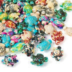 45Pcs Sea Turtle Beads Synthetic Turquoise Dyed Printed Tortoise Beads Ocean Animal Spacer Bead Turtle Carved Gemstone Beads for DIY Crafts Bracelet Necklace Earring Jewelry Making - color: Mixed Color-Turtle