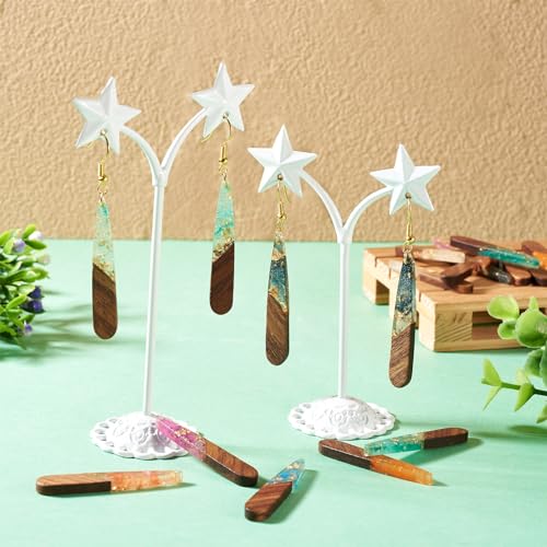 Beadthoven Teardrop Crystal Resin Charms for Earrings Making, 16pcs/8 Pairs Glittery Silver Gold Foil Resin Wood Charms Pendants Water Drop Wood Pieces for Jewelry Making Necklace Lanyard DIY Crafts - color: Colorful Teardrop Glittery