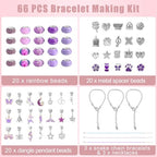 Emibele Girls Charm Beads Bracelet Making Kit with Portable Jewelry Box, Jewelry Making Kit for Kids Age 5 6 7 8-12, DIY Arts Crafts Toys for Teens Girls Gift Choices on Birthday Valentines Christmas - color: B-Purple
