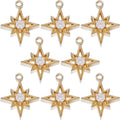 Crystal Zirconia Gold Plated Brass Charms for Jewelry Making Bracelet Necklace Earring Pendant Craft Supplies DIY Accessories - color: StarB-White-8Pcs