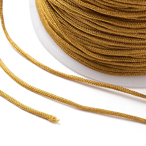 100 Yards 0.8mm Nylon Beading Cord Chinese Knotting Cords Rattail Macrame String Beading Thread for Jewelry Making Friendship Bracelets DIY Crafts Supplies (Goldenrod) - color: Goldenrod