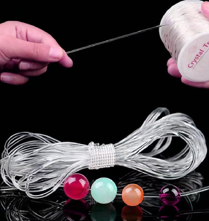 2 Roll 100m Clear Elastic Beading Threads，Stretchy Bead Cord String Stretchy Crystal Bracelet String for Bracelet,Beading, Jewelry Making (0.8 & 1mm)