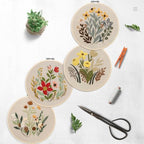 Bonroy 4 Sets Embroidery Set for Beginners, Art Craft, Easy Sewing, Includes Embroidery Clothing, Pattern, Embroidery Hoop, Instruction Manual, Colorful Thread Stitch Set (11) - color: flowers 11