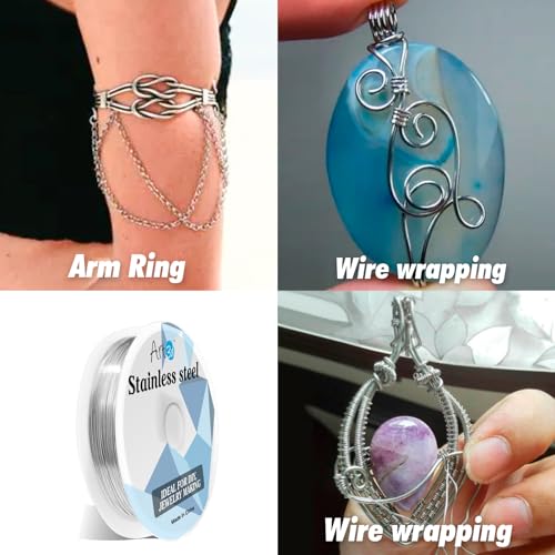 Art3d 20 Gauge Stainless Steel Wire, Bendable Soft Crafting Wire for Jewelry Making Earring Beading DIY Wrapping Sculpting - 120 FT Silver - color: Stainless Steel, size: 20 Gauge / 120 Ft