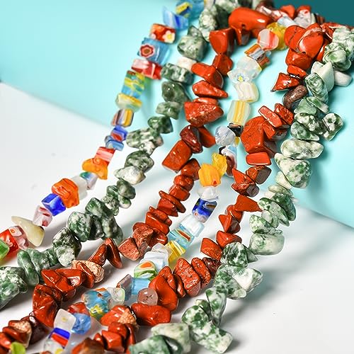 5-8mm 34 inches Natural Crystal Blue Howlite Turquoise Stone Beads for Jewelry Making Tumbled Drilled Irregular Gravel Gemstones Chips Stone Beads by Strand - color: Blue Turquoise