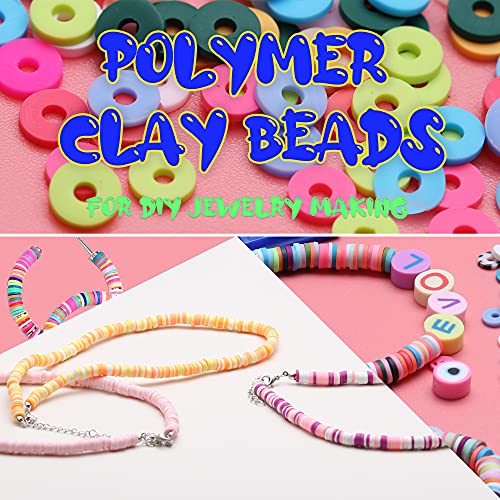 2000pcs Dark Purple Clay Beads for Bracelets Making, Flat Round Polymer Clay Beads 6mm Spacer Heishi Beads for Jewelry Making Earring Bracelets Necklace - color: Dark Purple 15