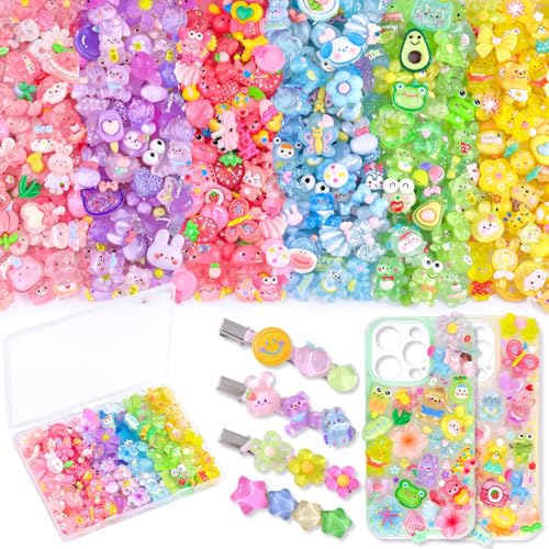 150PCS Slime Charms Jelly Cute Flatback Resin Charms for Slime, Random Kawaii Decoden Charm for Embellishments Phone Junk Case Charm Bulk, Scrapbooking Crafting & DIY Decor(6 Color Series) - color: 6 Colors Series-pink+rose Pink+purple+blue+green+yellow