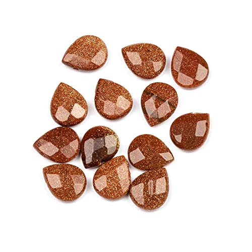 Cherry Blossom Beads Goldstone 12x15mm Faceted Top-drilled Teardrop Beads - 12 pcs/ 8 Inch Strand - color: Goldstone