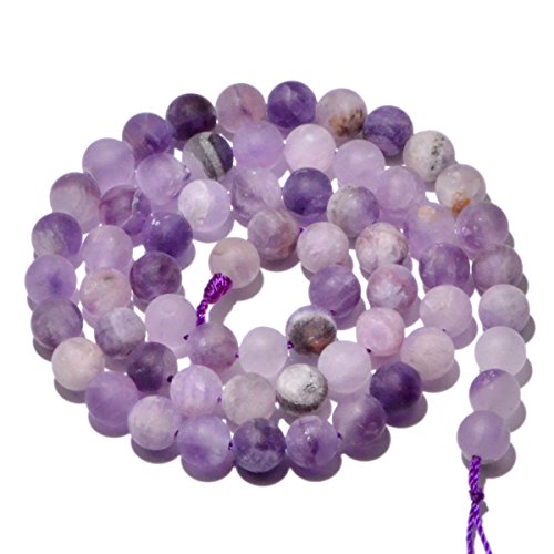 AD Beads Beautiful Natural Matte Gemstone Round Spacer Loose Beads 4-12mm (6mm, 09 Matte Dream Lace Amethyst) - color: 09 Matte Dream Lace Amethyst, size: 6mm