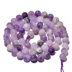 AD Beads Beautiful Natural Matte Gemstone Round Spacer Loose Beads 4-12mm (6mm, 09 Matte Dream Lace Amethyst) - color: 09 Matte Dream Lace Amethyst, size: 6mm