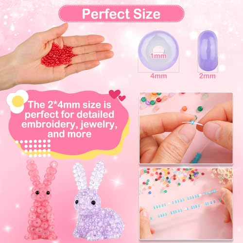 shynek 4800 Pieces 2x4mm Glass Rondelle Seed Beads for Jewelry Making, 28 Colors Small Beads for Bracelets, Embroidery, Crochet Craft Projects