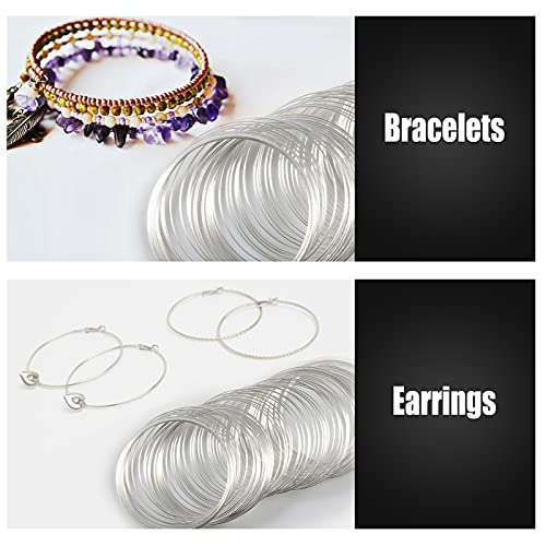 5.5 Inch Memory Wire Cutter Kit for Jewelry Making - Silver Memory Wire Loops - 200 Pieces - 12 AWG Stainless Steel - Part Number 5GD889 - color: Silver