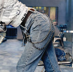 Layered Punk Pants Chain for Men Women, Gothic Hip Hop Jean Chain Wallet Chain Biker Trouser Chain, Goth Emo Fashion Keychain Accessories - color: 2L-Black Spiked