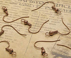Shapenty Surgical Brass Ball Coil Fish Earring Hooks Clasp Hypo-allergenic Ear Wire Bead Connector Hooks with Large Loop for DIY Jewelry Finding Making, 100PCS/50Pairs (Copper) - color: Copper