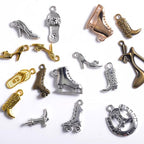stino Metal Charms for Jewelry Making 100gram, Bulk Tibetan Silver & Gold Plated Trinkets for Earring Necklace Jewelry Making and Findings - color: Shoe Mixed Color