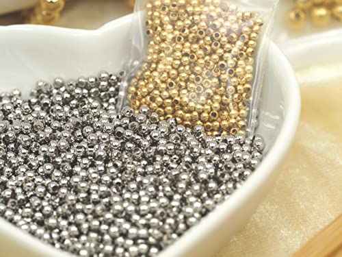 200pcs 18K Gold Filled Spacer Beads that Do Not Fade Easily Smooth Round Beads Seamless Ball Beads Brass Loose Beads Metal Beads for DIY Necklace Bracelet Jewelry Making (Gold-3mm) - size: Gold-3mm