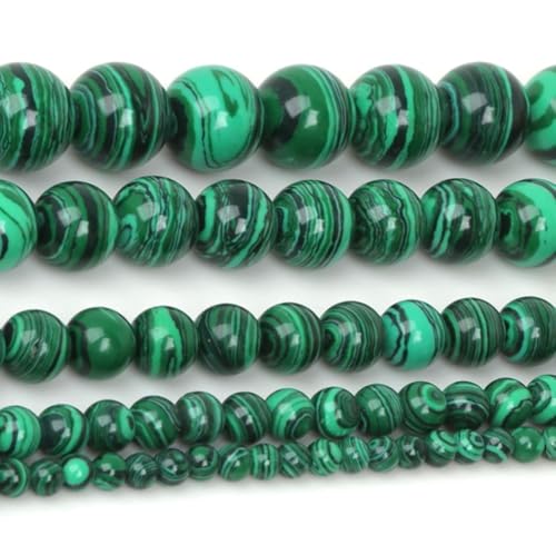 90pcs Synthetic Green Malachite Healing Gemstone 4mm (0.16 inch) Small Round Beads Gem Stone Spacer for Craft Jewelry Making GF25-4 - color: Lab Created Malachite, size: 4mm (90pcs/1 Strand)