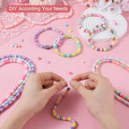 Elecrelive 10 Strands Flat Round Pearlized Clay Beads 6mm Heishi Spacer Beads Colorful Polymer Clay Bracelet Kit for Chocker Necklace Earring DIY Crafts - color: Mix 10 Colors