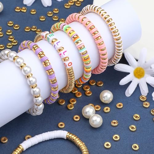 1500pcs 6mm Gold Flat Round Spacer Beads Disc Loose Jewelry Making Beads for DIY Bracelet Necklace Earring Craft Supplies - color: Gold