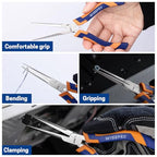 Mini Needle Nose Pliers, 6 Inches Straight/Bent Small Long Nose Pliers with Comfort Handle for Wire Wrapping, Electronic Repair, Jewelry Making - color: Straight Needle Nose Pliers - Blue